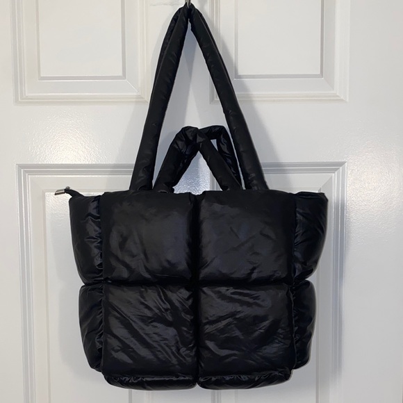 Handbags - Black Quilted Tote Bag